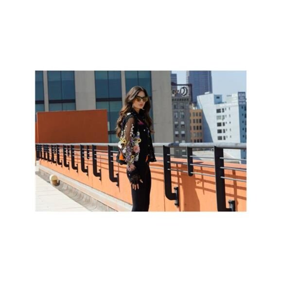 NWT - ADORE Black Denim Lace Jacket with Floral Embroidery - Picture 3 of 6